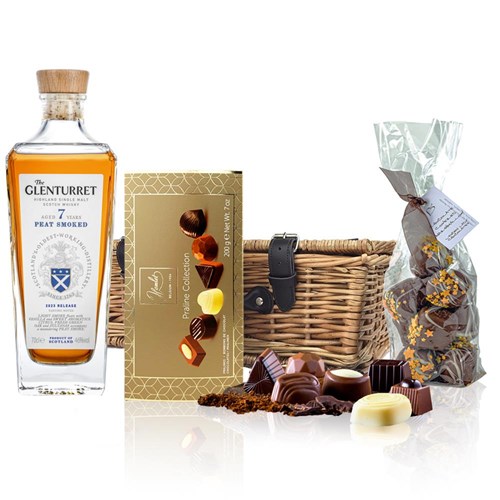 The Glenturret 7 Year Old Peat Smoked Single Malt Whisky 70cl And Chocolates Hamper